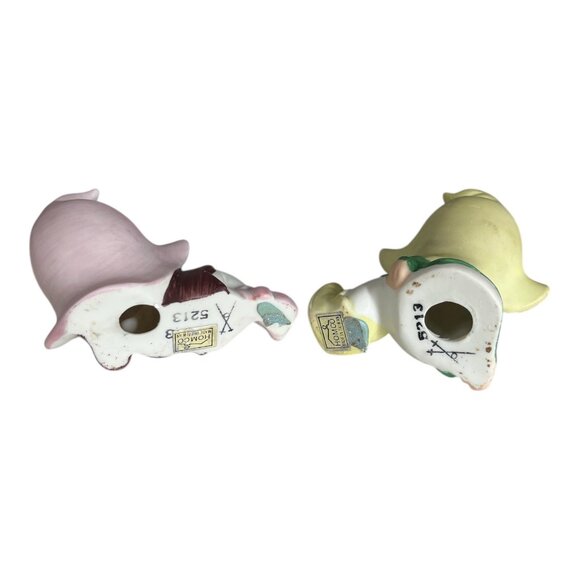 Vintage 1980s HOMCO 5213 Pixie Elf Figurines Set of 2 Made in Taiwan Mushroom Ha - Picture 3 of 5